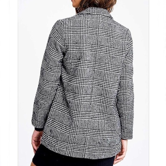 ONE LEFT Hounds Tooth Plaid Tweed Blazer - Picture 4 of 6